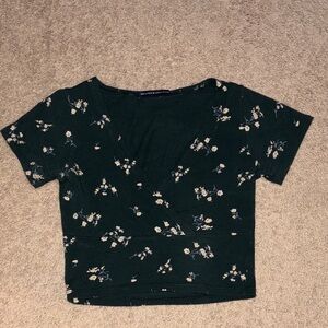Brandy Melville Dark Green Floral Crop Top